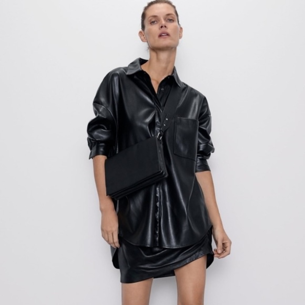 Zara Faux Leather Over Shirt